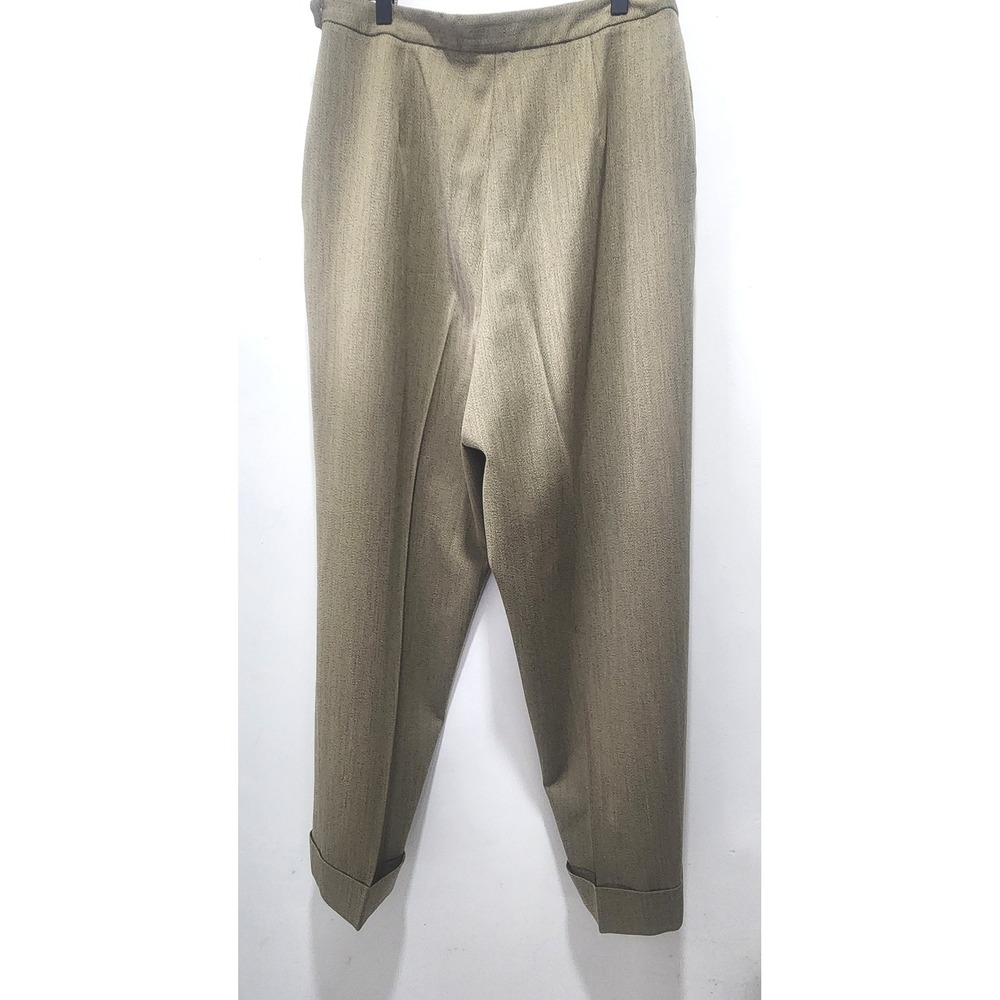 Vintage Burberrys Virgin Wool High Waist Tapered Trousers Olive Drab Size 14 - Picture 2 of 9